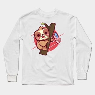 Cute Patriotic Sloth Long Sleeve T-Shirt